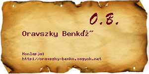 Oravszky Benkő névjegykártya